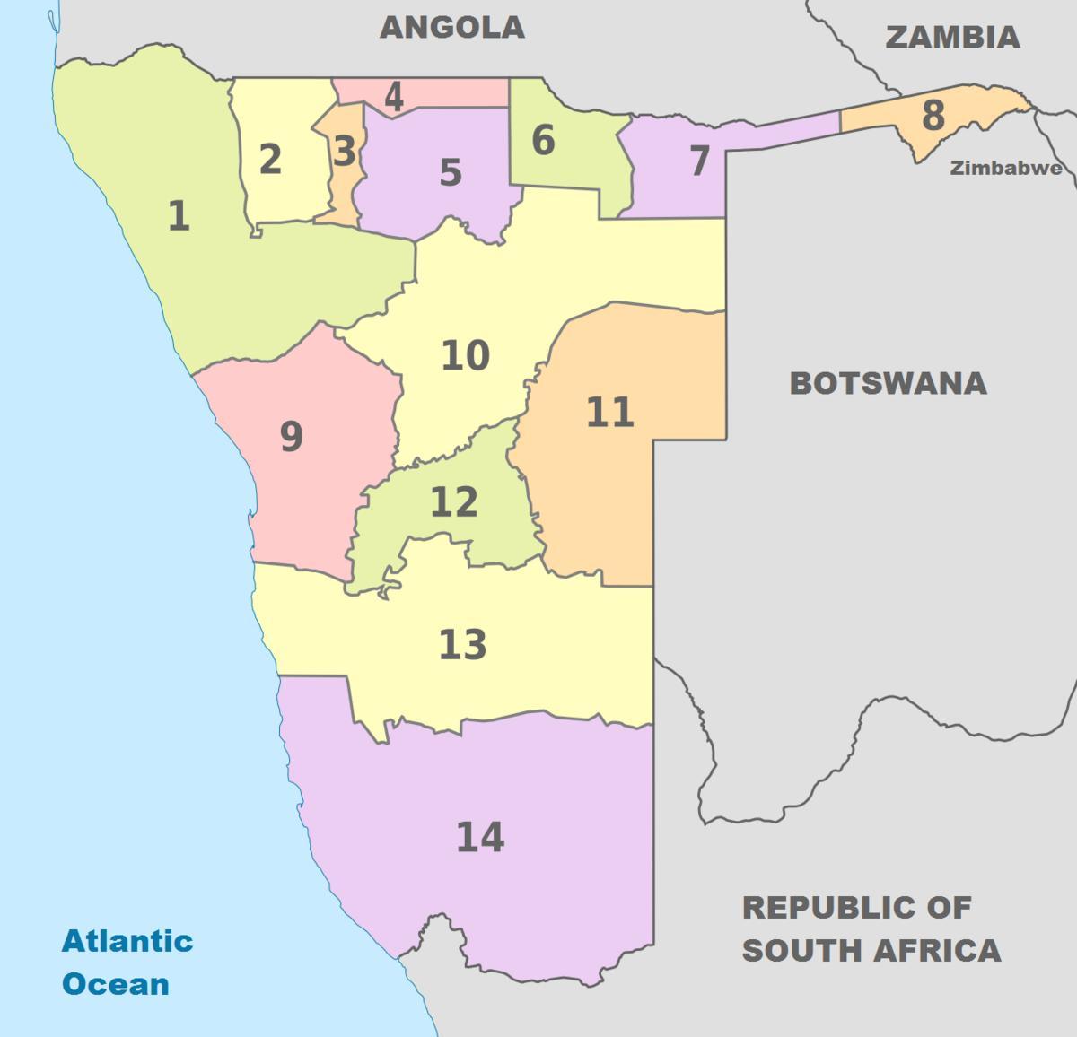peta politik Namibia