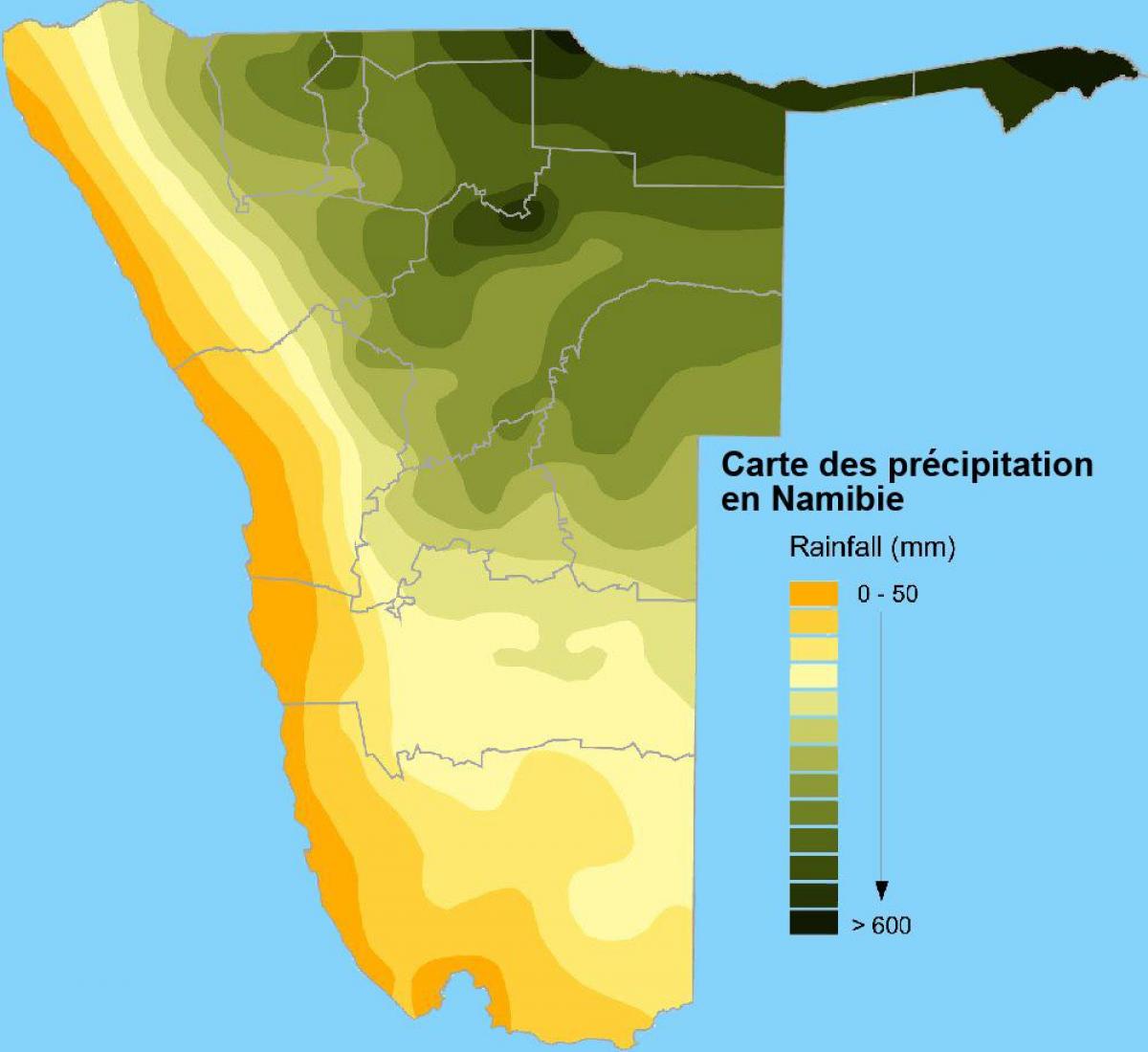 Peta curah hujan Namibia