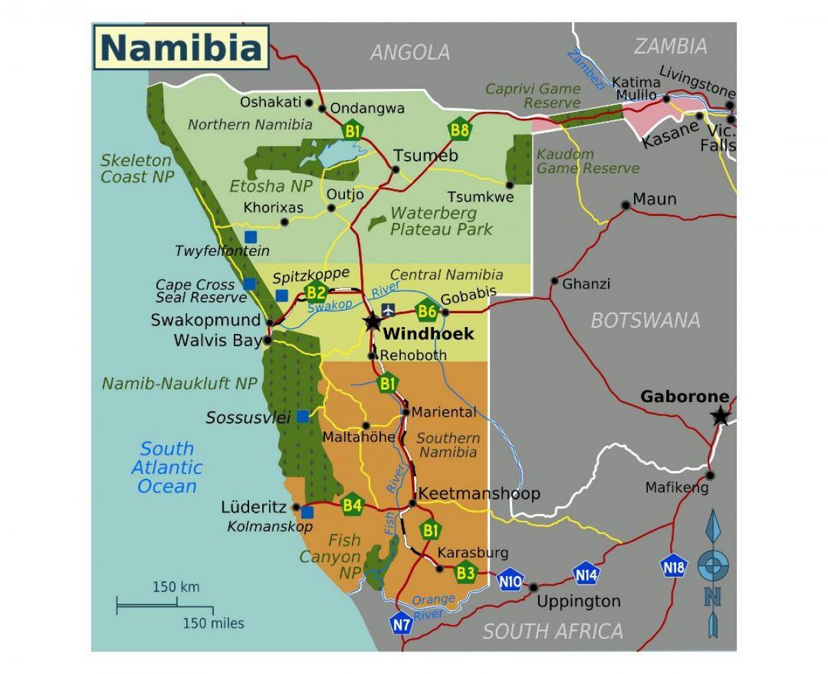 Peta dari utara Namibia 